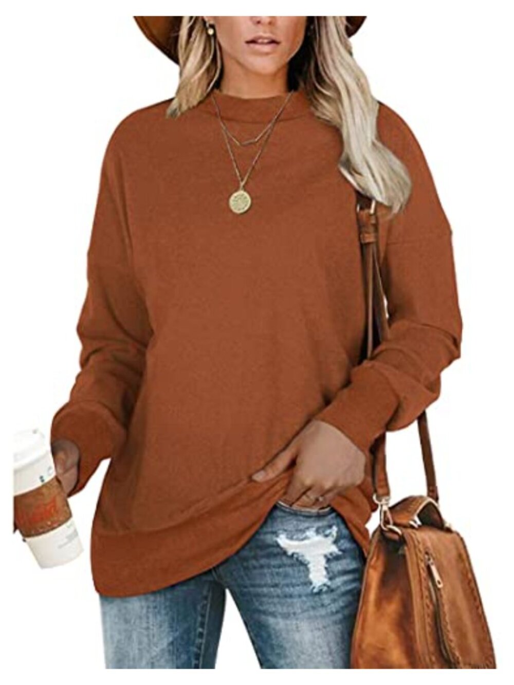 Plus Size Sweatshirt Tunic Top Long Sleeve Pullover Soft Loose Fit